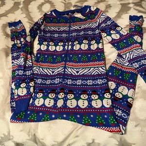 NWT Snowman Onesie Pajamas, Medium, Royal Blue